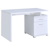 Irving White 2-Drawer Office Desk with Cabinet from Coaster - Luna Furniture