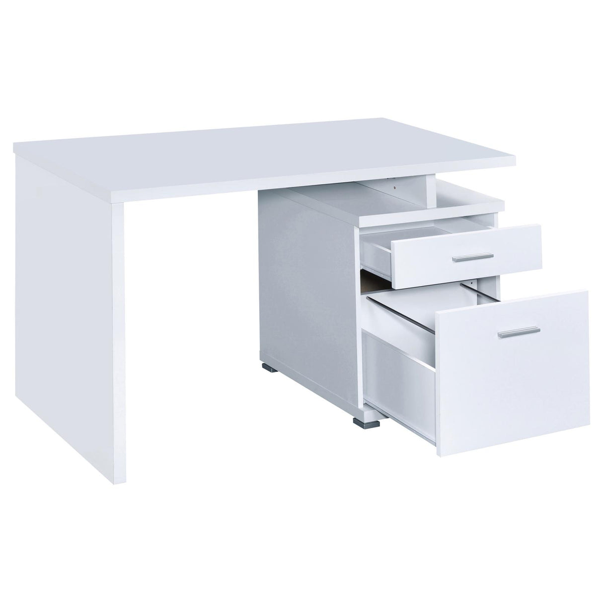 Irving White 2-Drawer Office Desk with Cabinet from Coaster - Luna Furniture