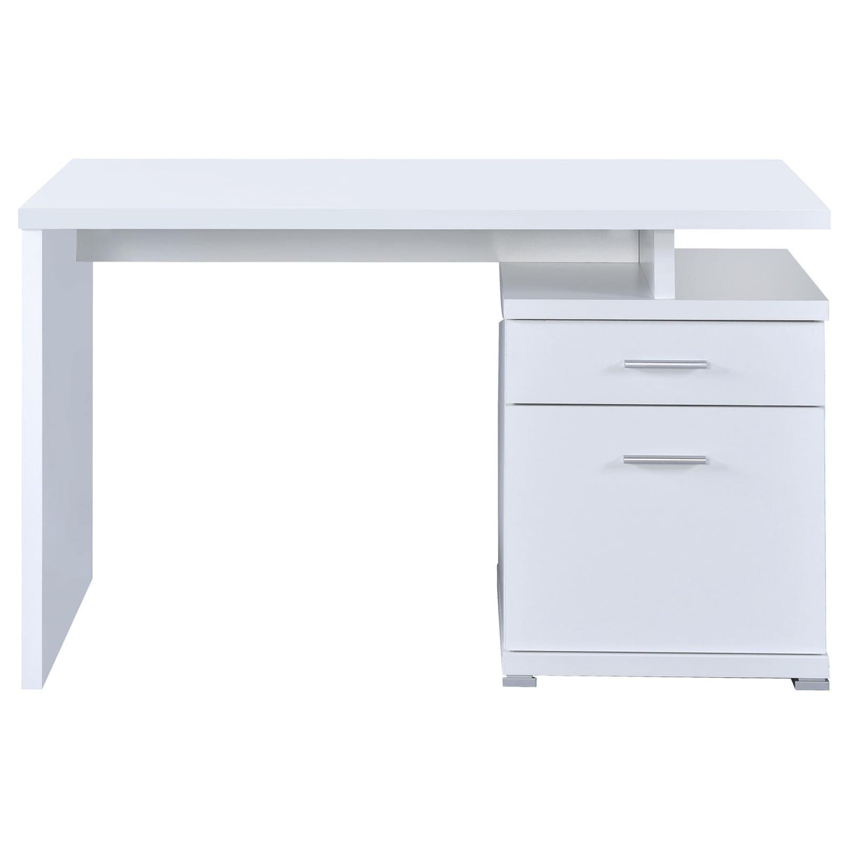 Irving White 2-Drawer Office Desk with Cabinet from Coaster - Luna Furniture