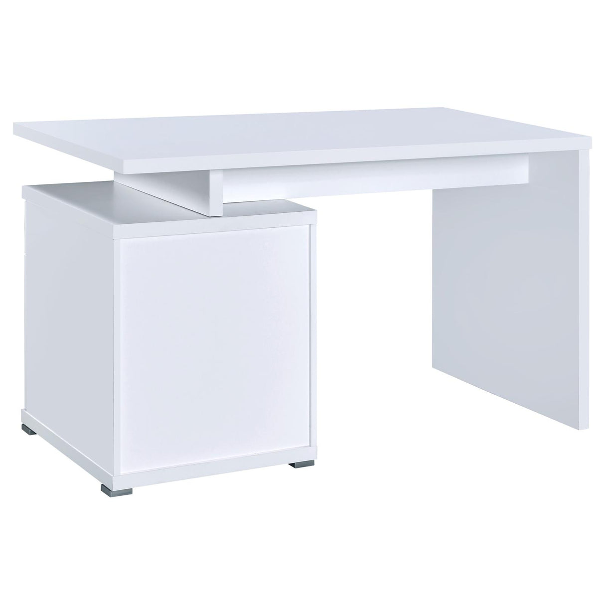 Irving White 2-Drawer Office Desk with Cabinet from Coaster - Luna Furniture