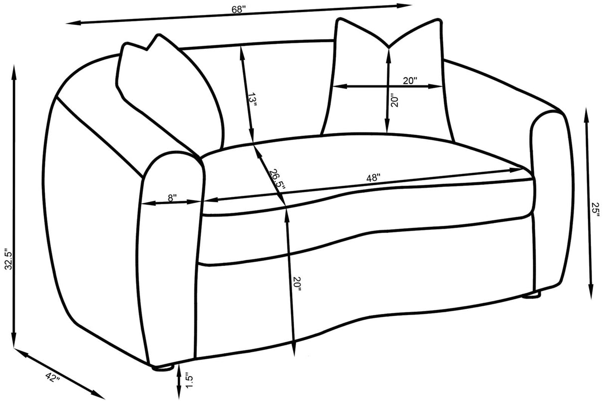 Isabella 2-piece Upholstered Tight Back Living Room Set White - 509871-S2 - Luna Furniture