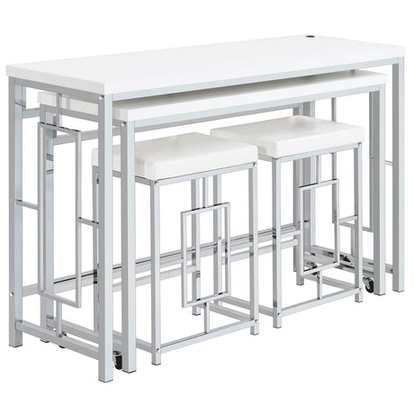 Jackson 4-piece Multipurpose Counter Height Table Set White and Chrome - 182714 - Luna Furniture