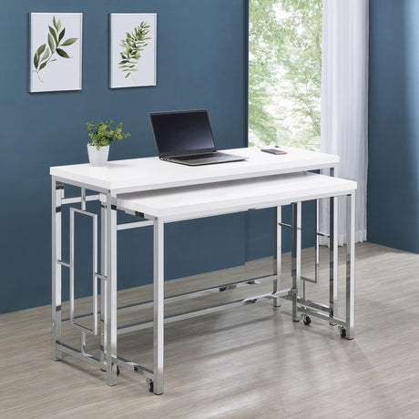 Jackson 4-piece Multipurpose Counter Height Table Set White and Chrome - 182714 - Luna Furniture