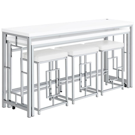 Jackson 5-piece Multipurpose Counter Height Table Set White and Chrome - 182715 - Luna Furniture