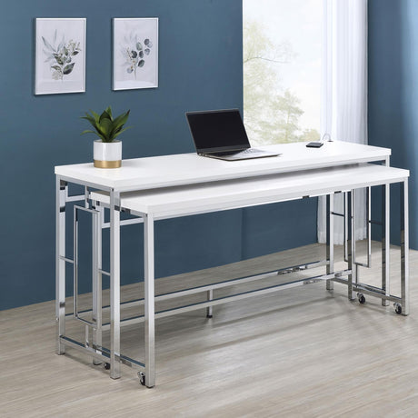 Jackson 5-piece Multipurpose Counter Height Table Set White and Chrome - 182715 - Luna Furniture