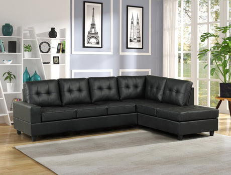 James Black PU Reversible Sectional - James Black PU - Luna Furniture