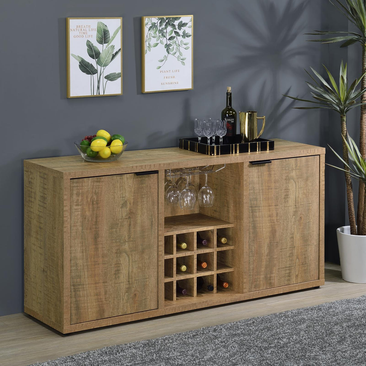 Jamestown 2-door Dining Sideboard Buffet with Wine Storage Mango Brown from Coaster - Luna Furniture