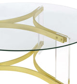 Janessa Round Glass Top Coffee Table With Acrylic Legs Clear and Matte Brass - 710068 - Luna Furniture