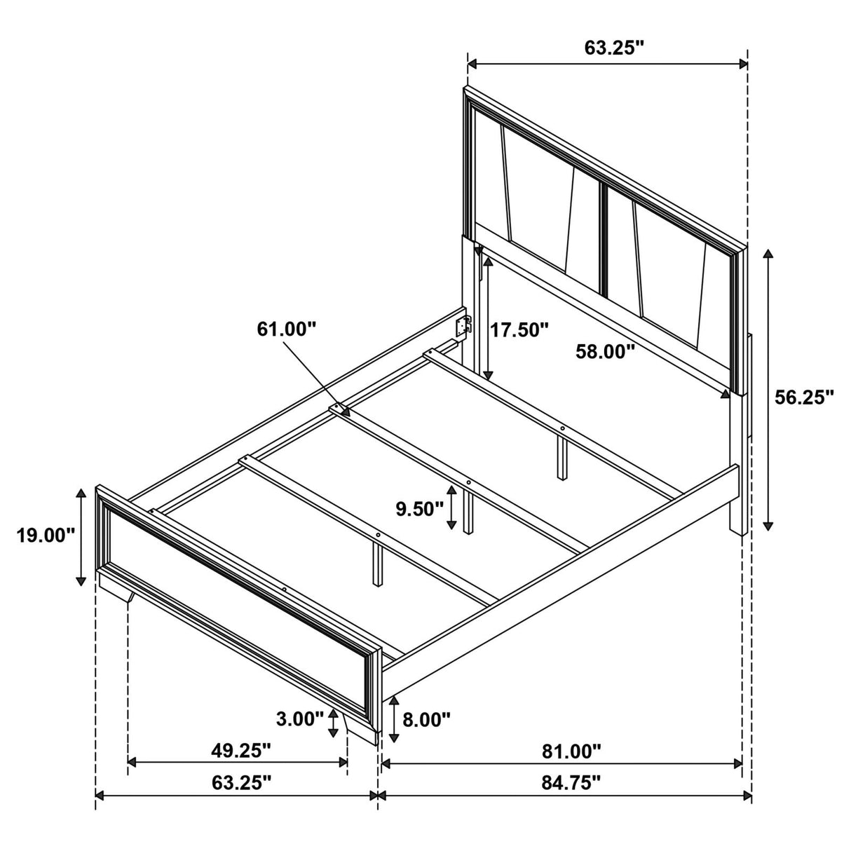 Janine Queen Panel Bed Grey - 223551Q - Luna Furniture