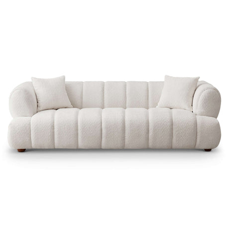 Jasmin Mid-Century Modern 89.7'' Upholstered Sofa Boucle / Cream - AFC01949 - Luna Furniture