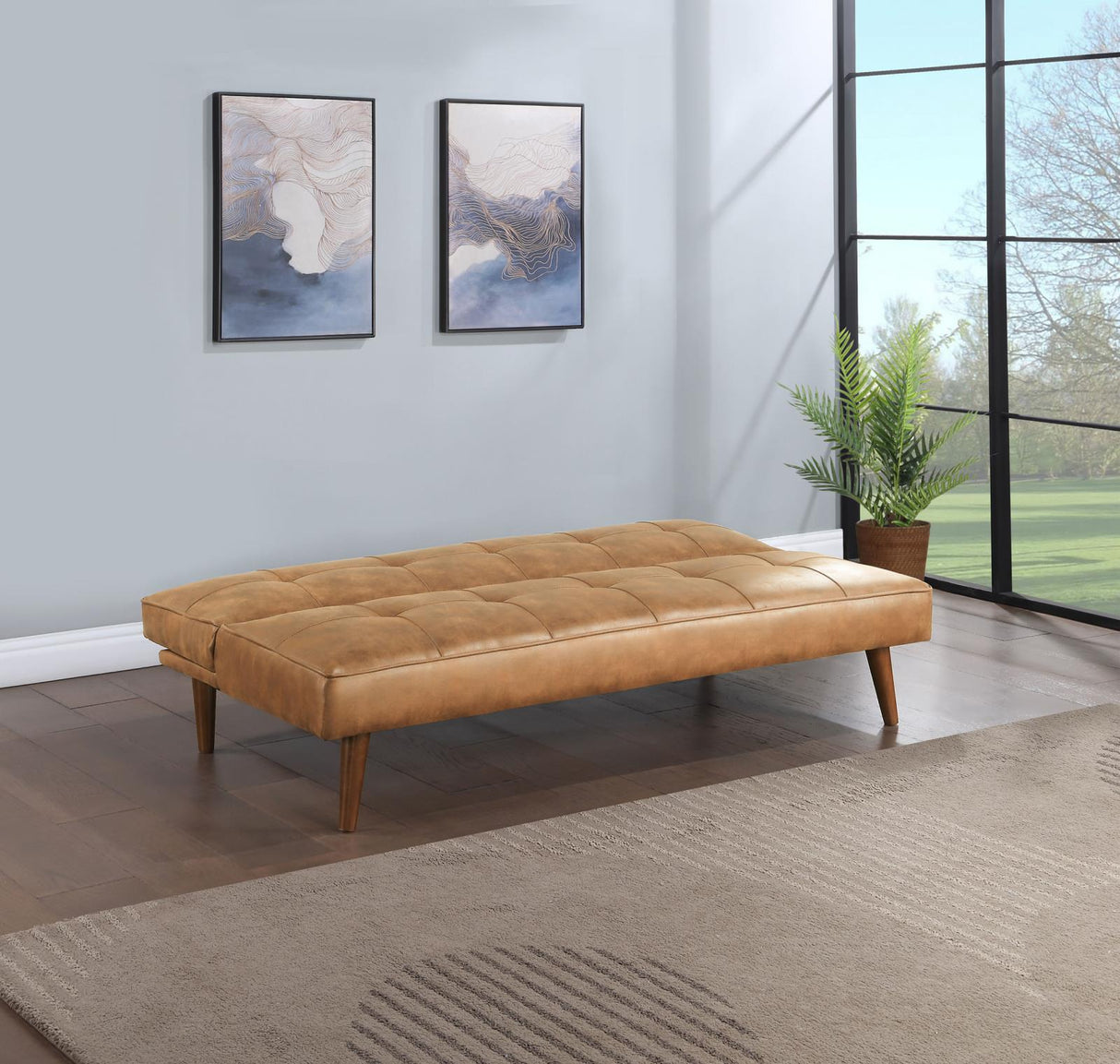 Jenson Multipurpose Upholstered Tufted Convertible Sofa Bed Saddle Brown from Coaster - Luna Furniture