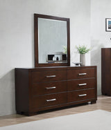 Jessica 6-drawer Dresser with Mirror Cappuccino from Coaster - Luna Furniture