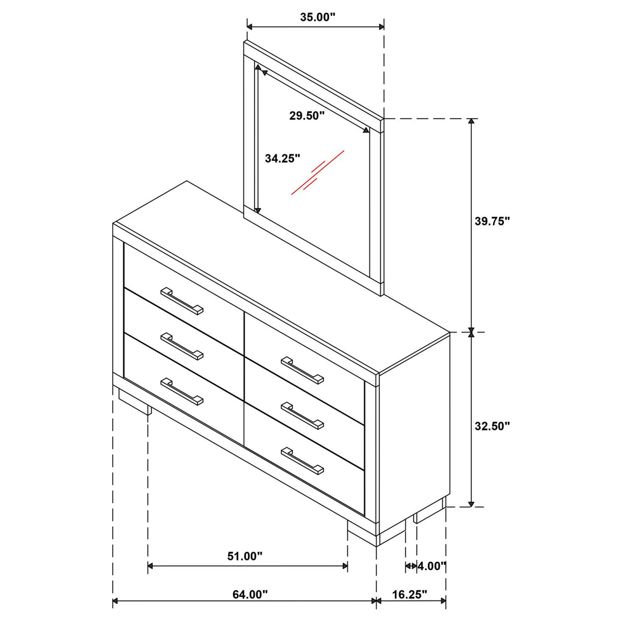 Jessica 6-drawer Dresser with Mirror White from Coaster - Luna Furniture