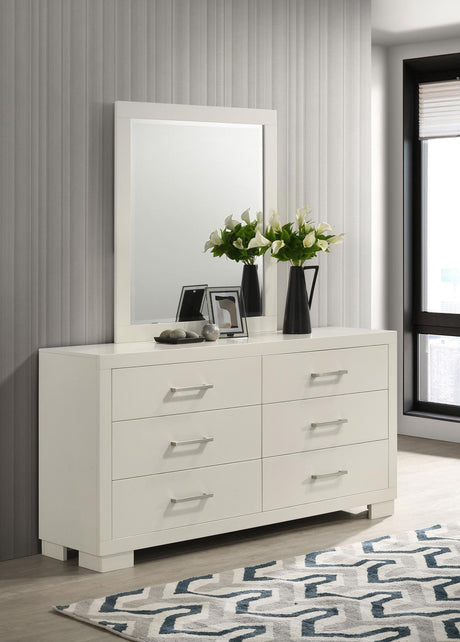 Jessica 6-drawer Dresser with Mirror White from Coaster - Luna Furniture