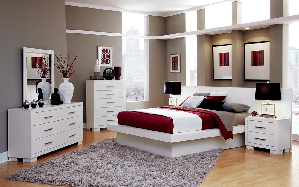 Jessica Bedroom Set with Nightstand Panels White - 202990KE-S5P - Luna Furniture