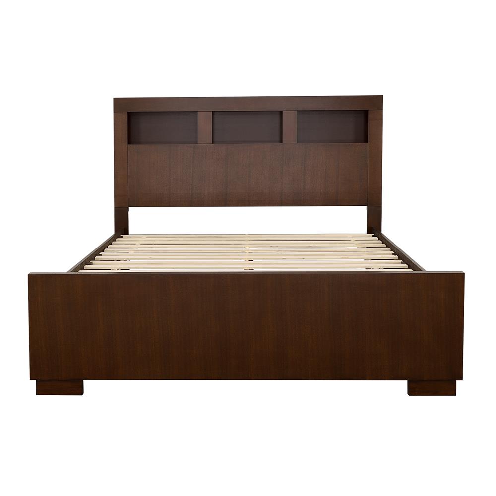 Jessica Queen Bed with Storage Headboard Cappuccino from Coaster - Luna Furniture