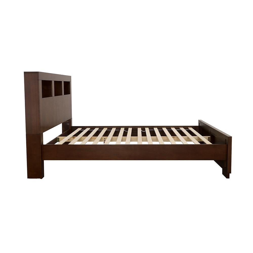 Jessica Queen Bed with Storage Headboard Cappuccino from Coaster - Luna Furniture