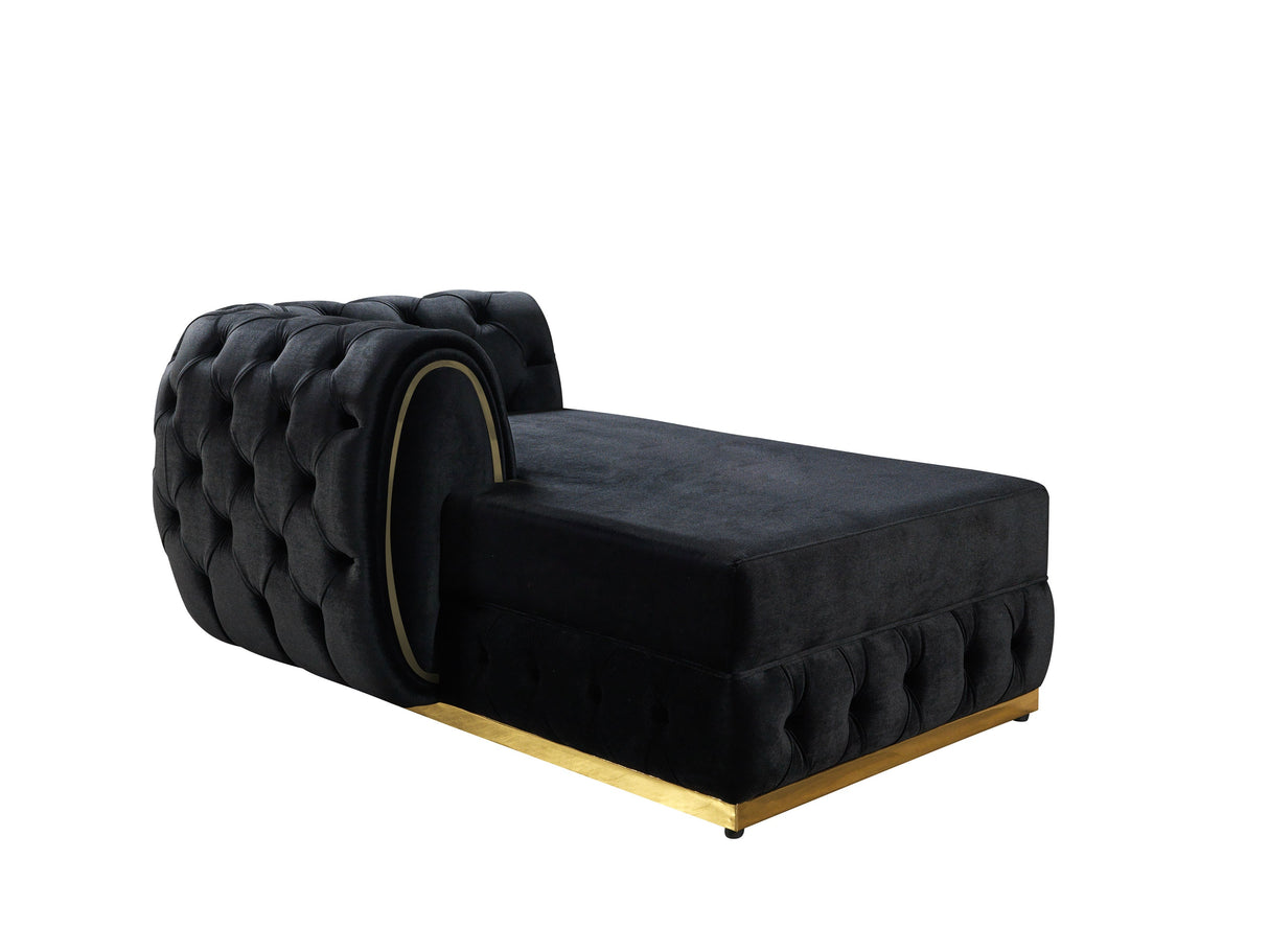 Jessie Black Velvet  Double Chaise Sectional - JESSIE SEC- BLACK - Luna Furniture