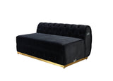 Jessie Black Velvet  Double Chaise Sectional - JESSIE SEC- BLACK - Luna Furniture