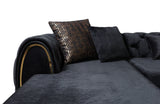 Jessie Black Velvet  Double Chaise Sectional - JESSIE SEC- BLACK - Luna Furniture