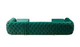 Jessie Green Velvet  Double Chaise Sectional - JESSIE SEC- GREEN - Luna Furniture