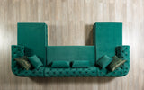 Jessie Green Velvet  Double Chaise Sectional - JESSIE SEC- GREEN - Luna Furniture