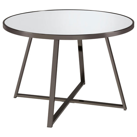 Jillian Round Dining Table with Tempered Mirror Top Black Nickel from Coaster - Luna Furniture