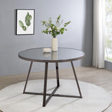 Jillian Round Dining Table with Tempered Mirror Top Black Nickel from Coaster - Luna Furniture