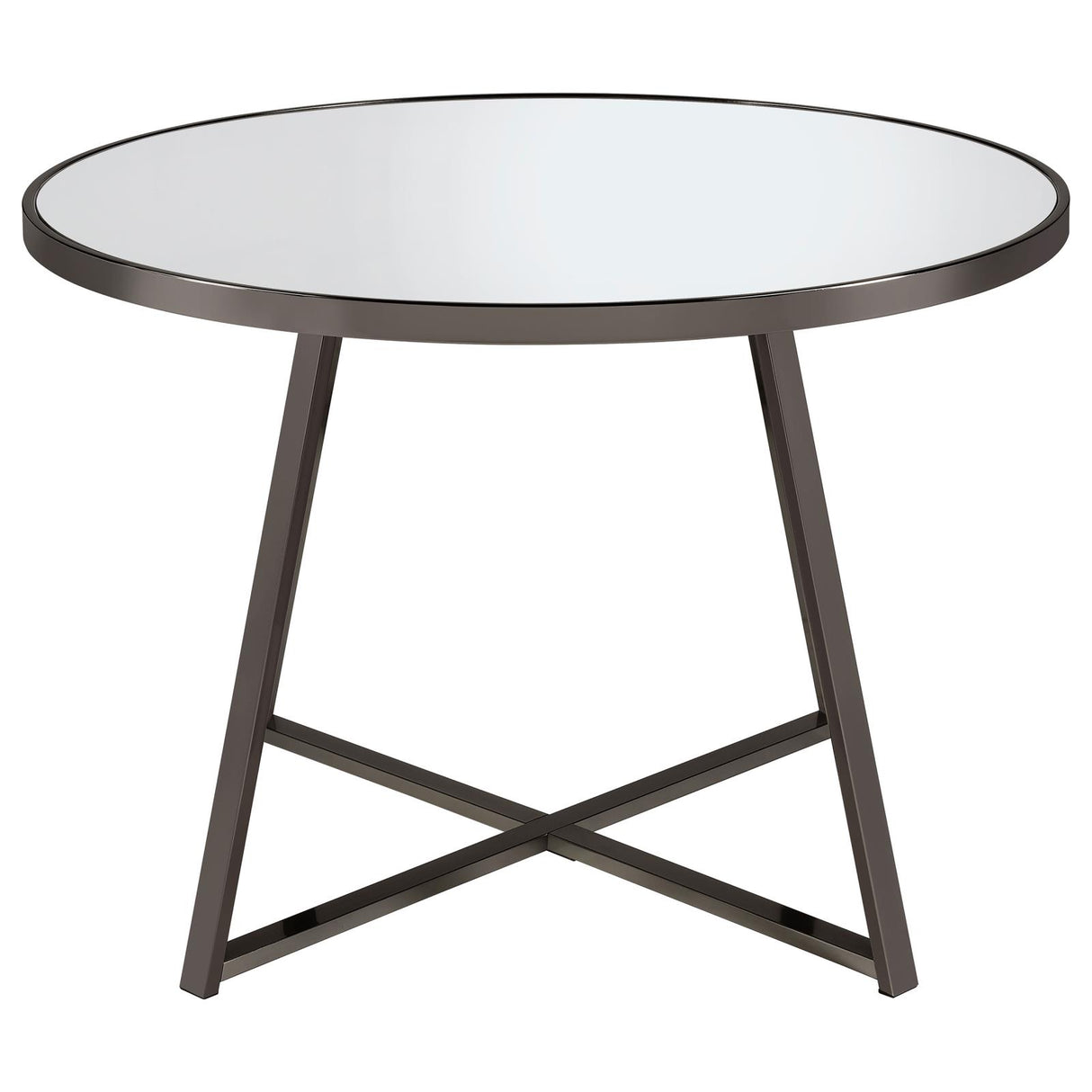 Jillian Round Dining Table with Tempered Mirror Top Black Nickel from Coaster - Luna Furniture