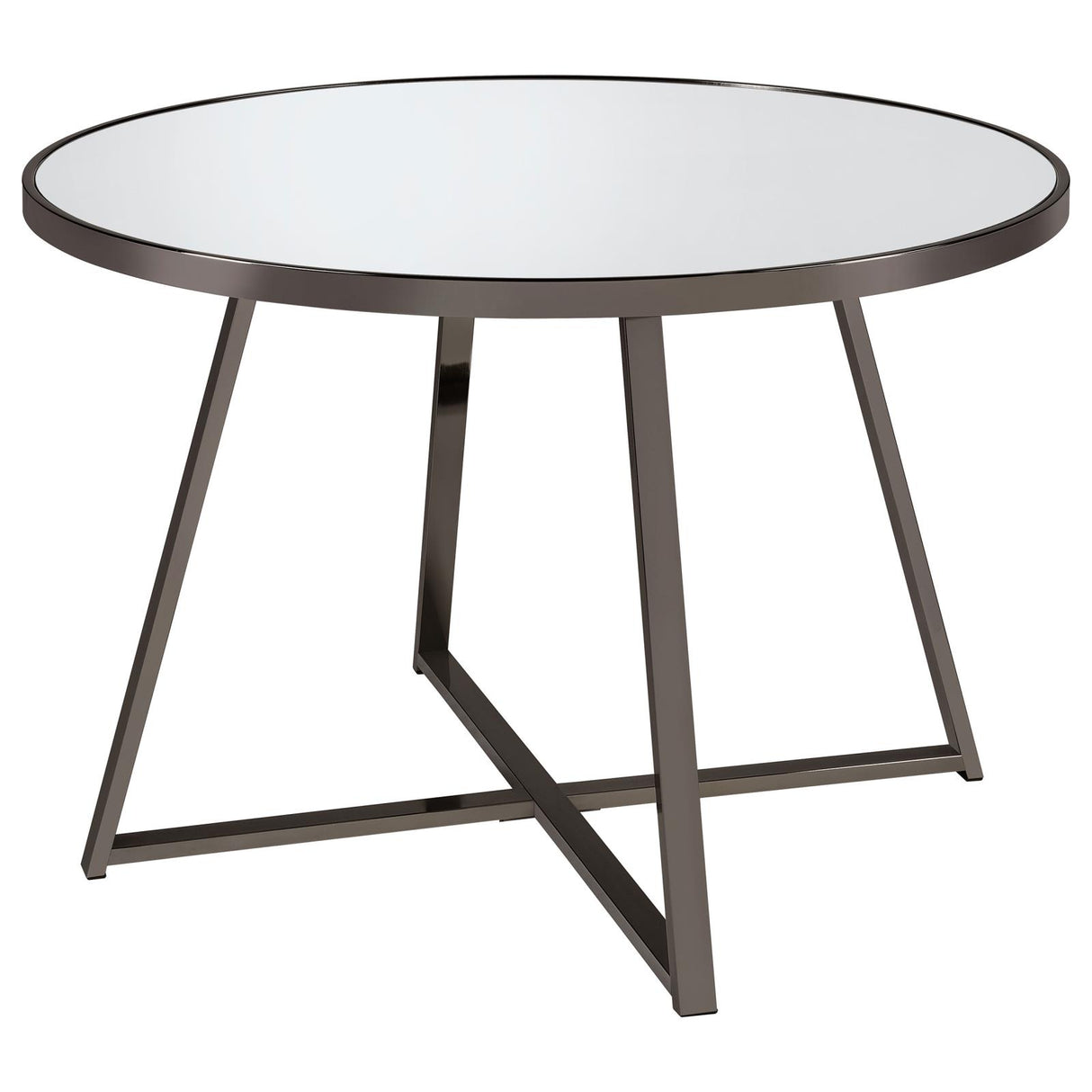 Jillian Round Dining Table with Tempered Mirror Top Black Nickel from Coaster - Luna Furniture