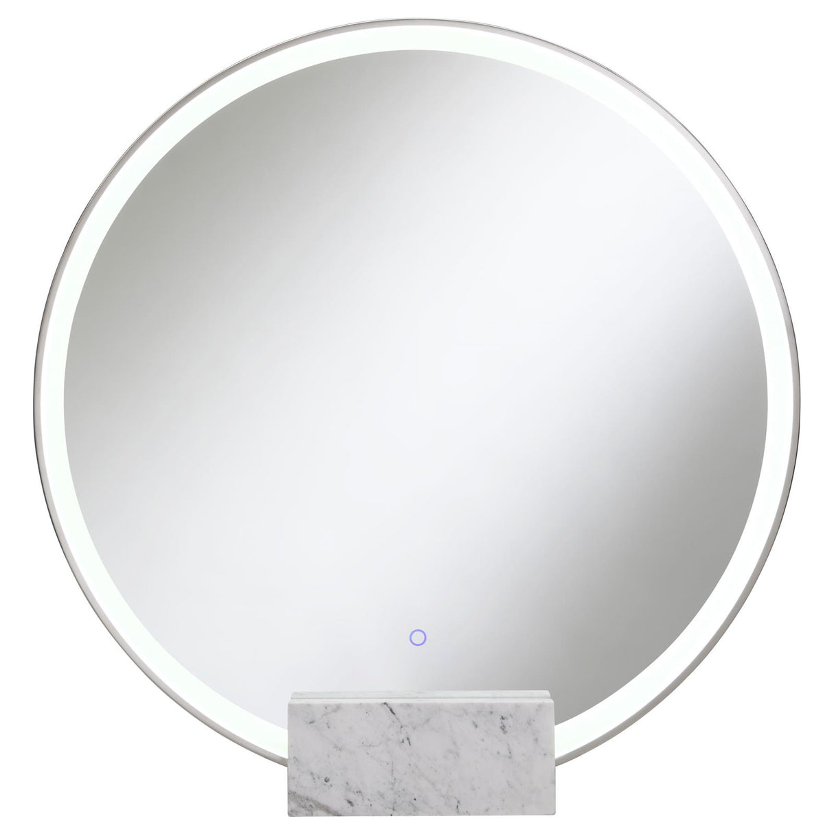 Jocelyn Round Table Top LED Vanity Mirror White Marble Base Chrome Frame - 960960 - Luna Furniture