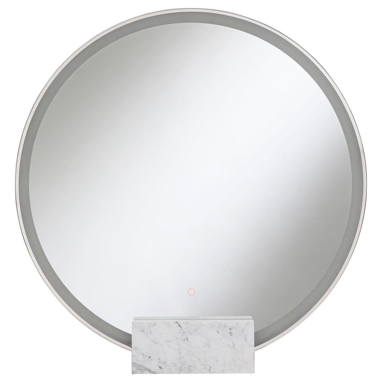 Jocelyn Round Table Top LED Vanity Mirror White Marble Base Chrome Frame - 960960 - Luna Furniture