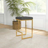 Joel Mid Century Modern Luxury Upholstered Stool 25.5" / Black Velvet - AFC00088 - Luna Furniture