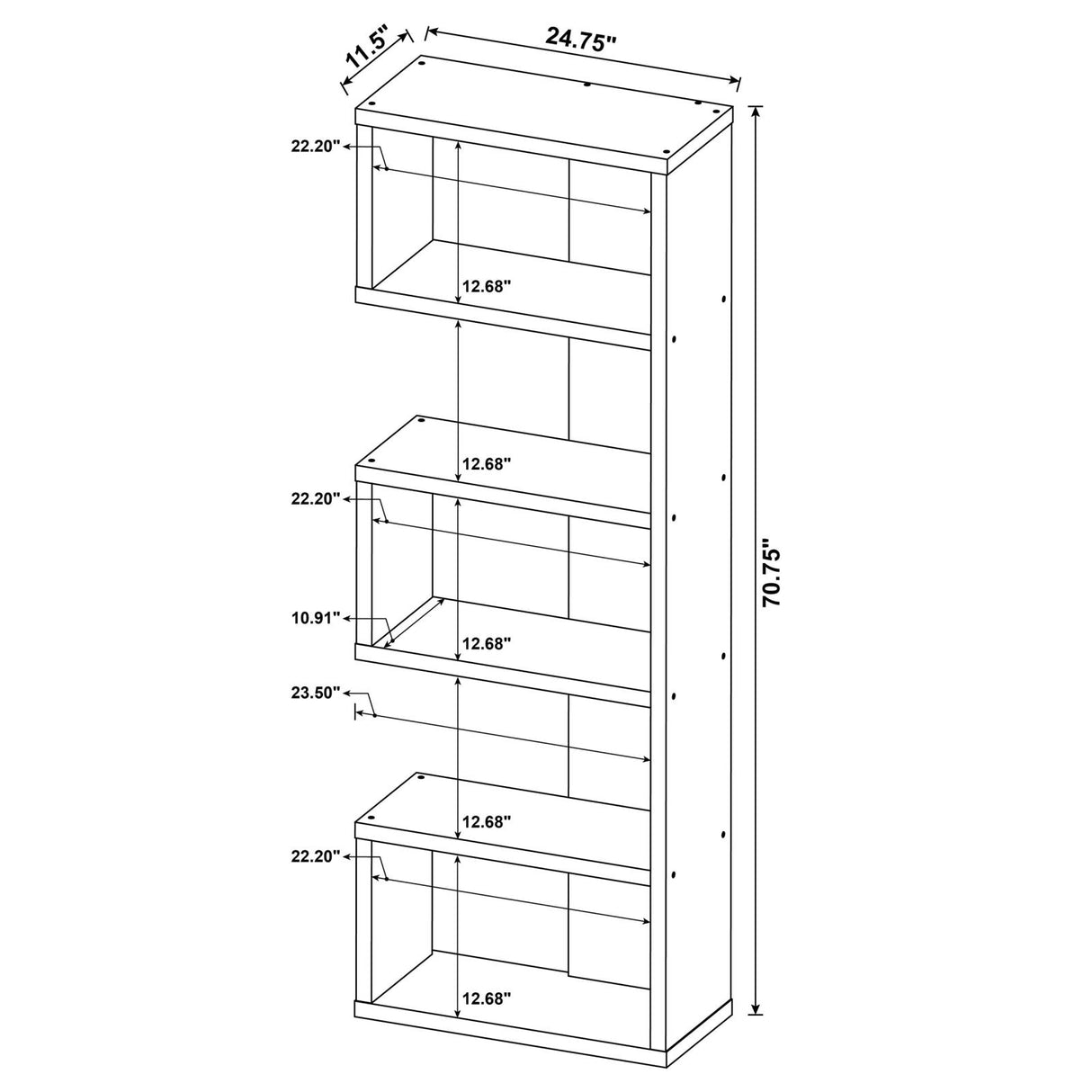 Joey Weathered Gray 5-Tier Bookcase from Coaster - Luna Furniture