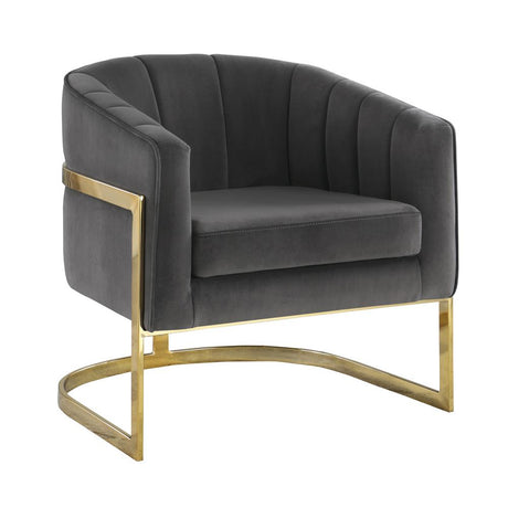 Joey Tufted Barrel Accent Chair Dark Grey and Gold - 903039 - Luna Furniture