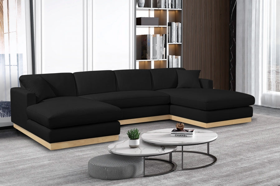 Johanna Linen Textured Fabric Sectional Black from Meridian - Luna Furniture