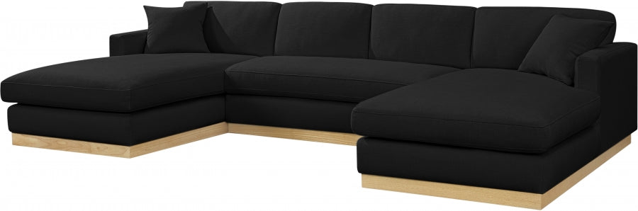 Johanna Linen Textured Fabric Sectional Black from Meridian - Luna Furniture