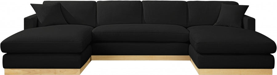 Johanna Linen Textured Fabric Sectional Black from Meridian - Luna Furniture