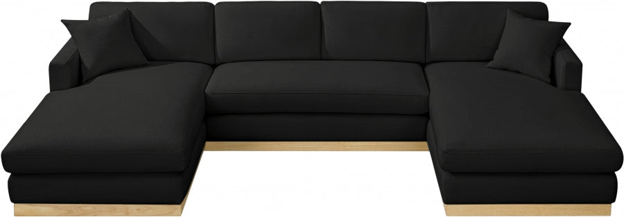 Johanna Linen Textured Fabric Sectional Black from Meridian - Luna Furniture