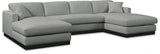 Johanna Linen Textured Fabric Sectional Grey from Meridian - Luna Furniture