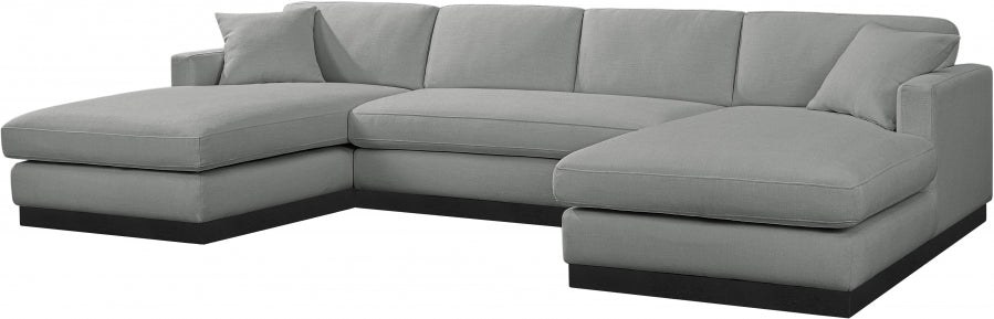 Johanna Linen Textured Fabric Sectional Grey from Meridian - Luna Furniture