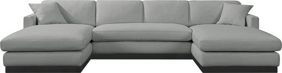 Johanna Linen Textured Fabric Sectional Grey from Meridian - Luna Furniture