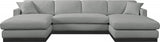 Johanna Linen Textured Fabric Sectional Grey from Meridian - Luna Furniture