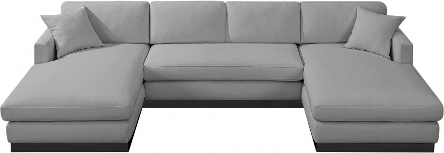 Johanna Linen Textured Fabric Sectional Grey from Meridian - Luna Furniture