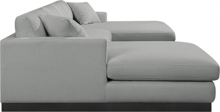 Johanna Linen Textured Fabric Sectional Grey from Meridian - Luna Furniture