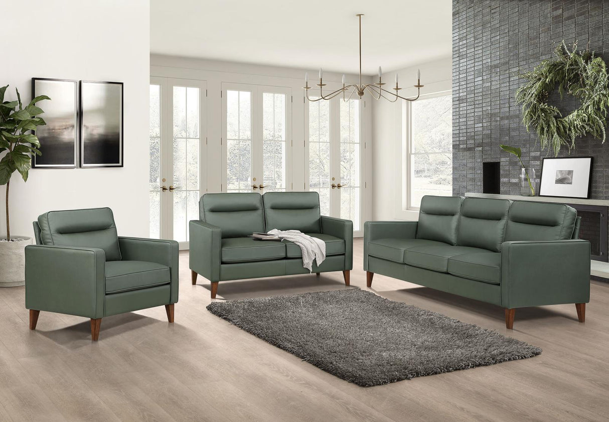 Jonah 3-piece Upholstered Track Arm Sofa Set Green from Coaster - Luna Furniture