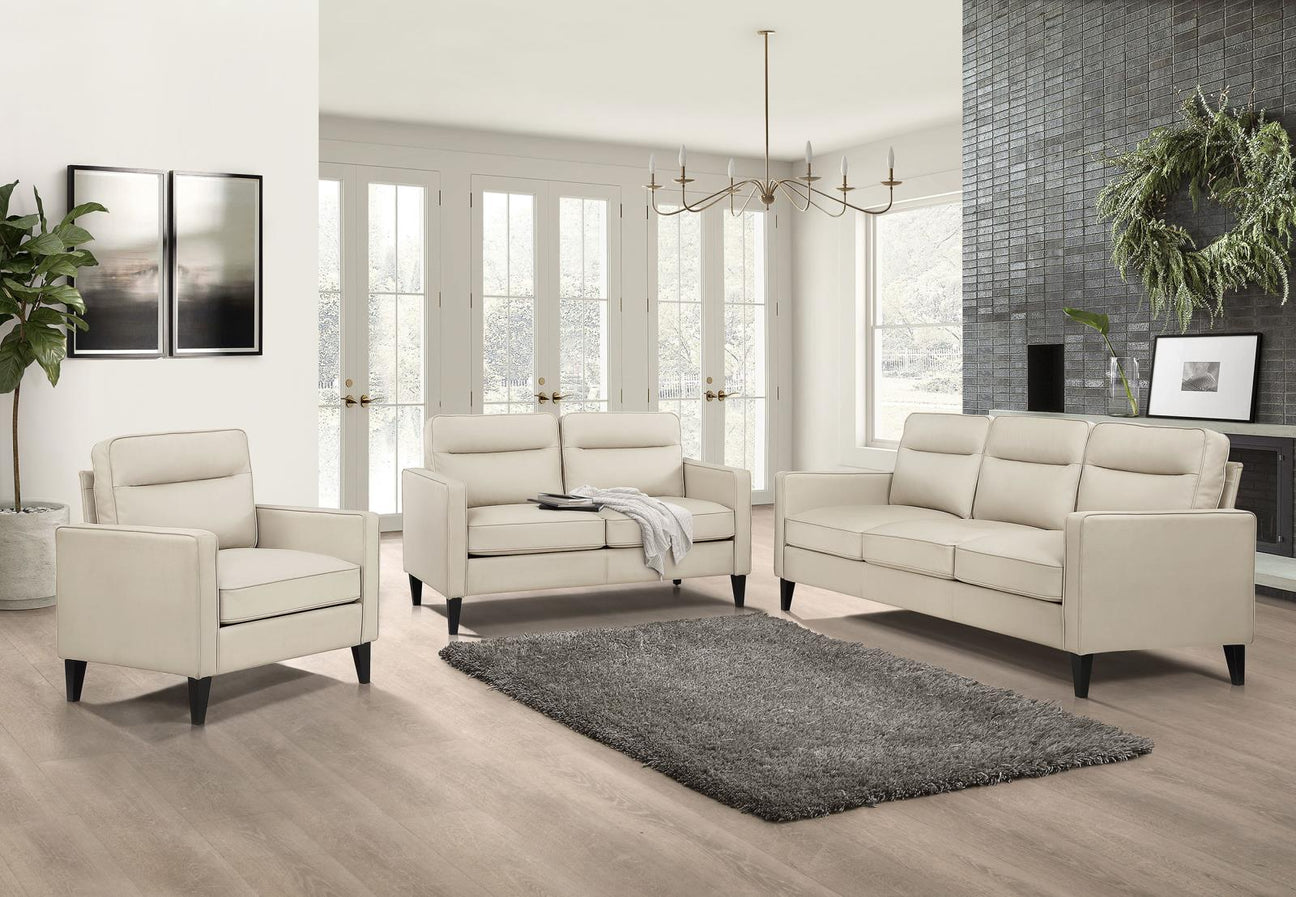 Jonah 3-piece Upholstered Track Arm Sofa Set Ivory from Coaster - Luna Furniture