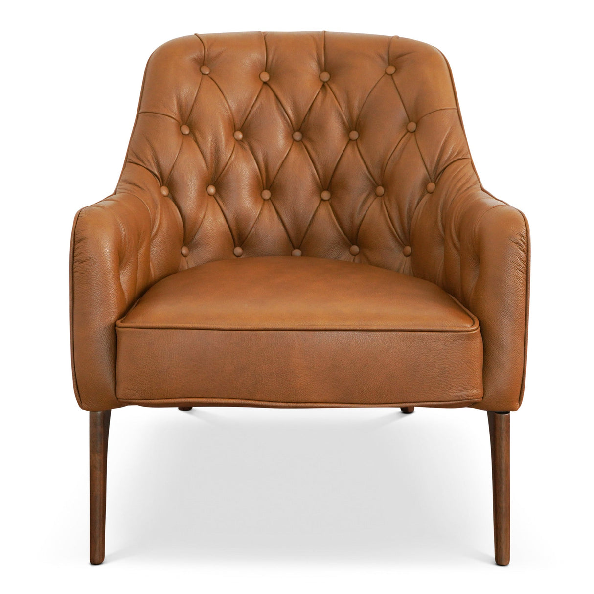 Joshua Mid-Century Modern Tufted Tan Leather Lounge Chair - AFC00406 - Luna Furniture