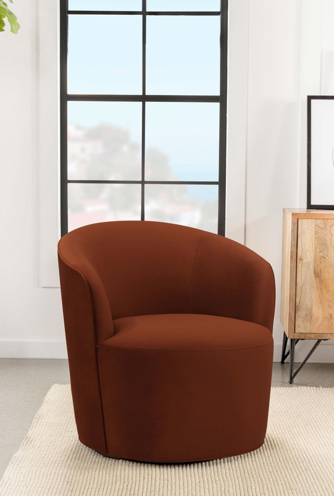 Joyce Sloped Arms Swivel Chair Burnt Orange - 905631 - Luna Furniture