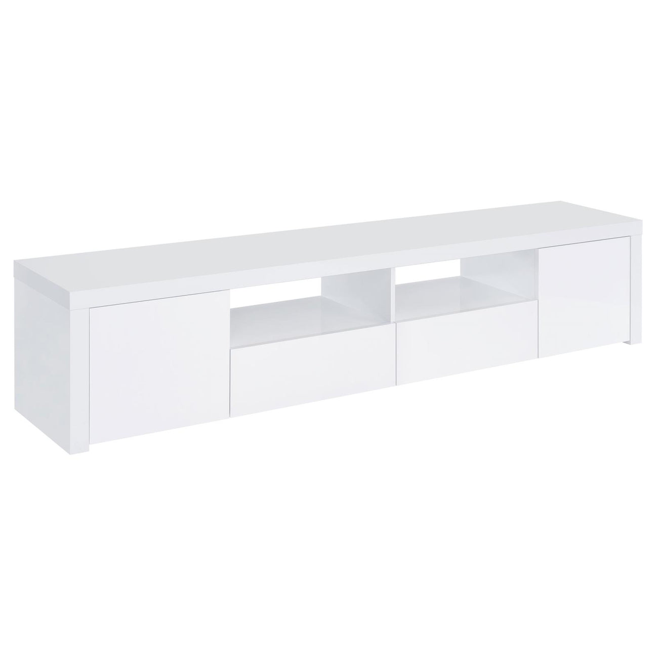 Jude 2-door 79" TV Stand With Drawers White High Gloss from Coaster - Luna Furniture